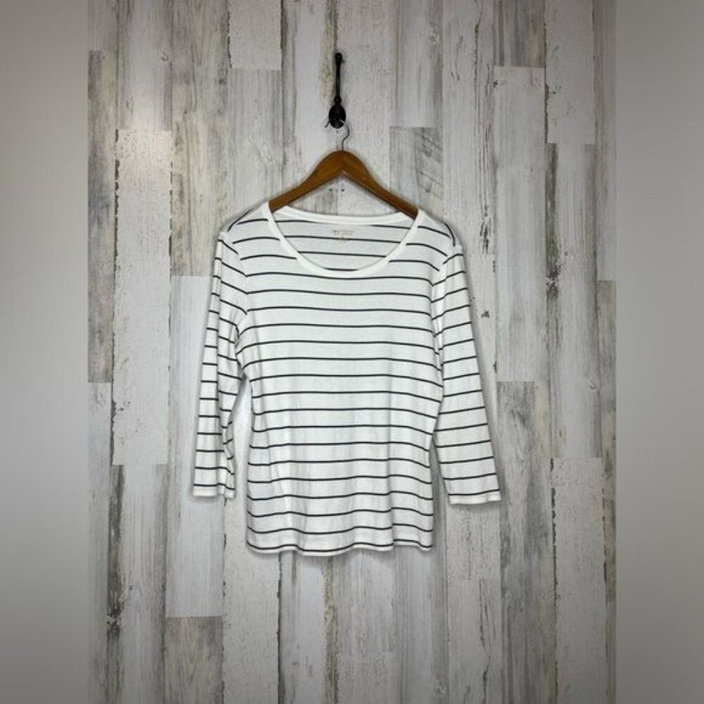 New Directions Weekend Women's Striped Top Navy Blue White Size XL